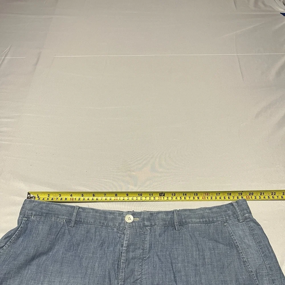 Polo Ralph Lauren Shorts Mens 38 Chambray Cotton Blue Button Front Preppy